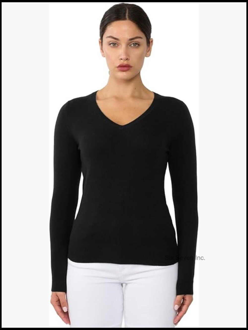 100% Cashmere V-Neck Pullover Sweater Long Sleeve Lightweight